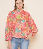 Peach Print Cotton Top