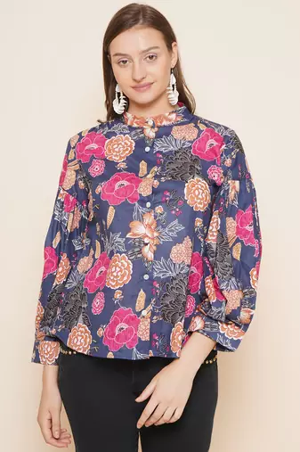 Blue Print Cotton Top