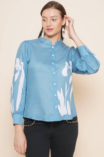 Blue Print Cotton Top