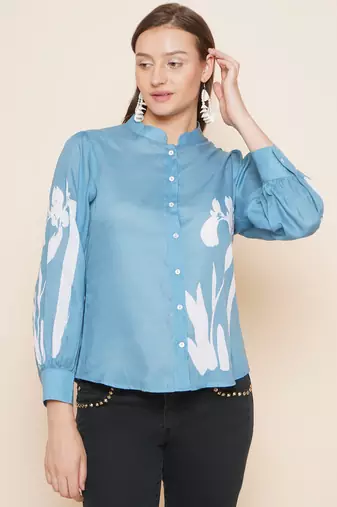 Blue Print Cotton Top