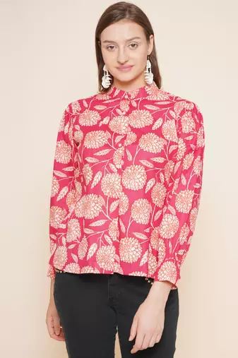 Pink Print Cotton Top