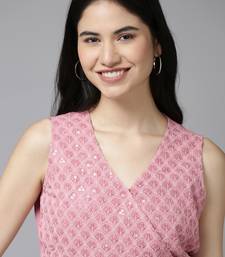 Pink Embroidered Silk Blend Top