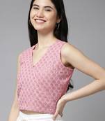 Pink Embroidered Silk Blend Top