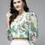 White Print Poly Silk Top