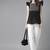 Black Embroidered Cotton Blend Top