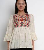 Off-White Print Cotton Blend Top