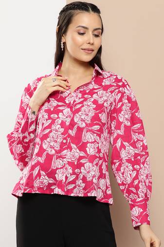 Pink Print Cotton Top