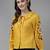 Yellow Embroidered Cotton Blend Top