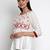 White Embroidered Cotton Blend Flared Top