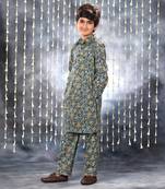 Grey jaipuri single floral printed kurta set