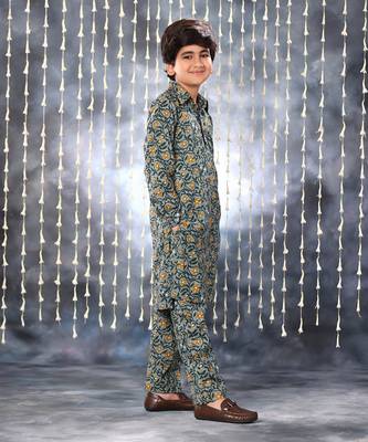 Grey jaipuri single floral printed kurta set 2