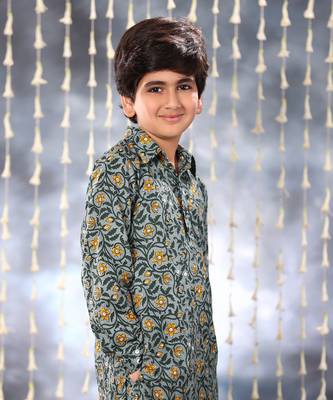 Grey jaipuri single floral printed kurta set 3