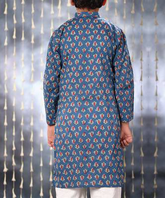 Blue jaipuri floral printed kurta set 4