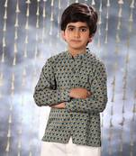 Grey jaipuri floral printed shirt set
