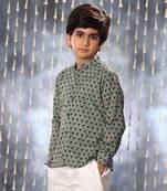 Grey jaipuri floral printed shirt set