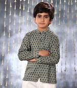 Grey jaipuri floral printed shirt