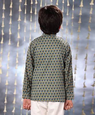 Grey jaipuri floral printed shirt 4