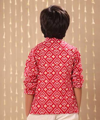 Red ikat printed short kurta 2