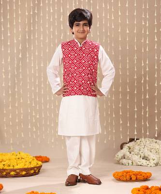 Red jaipuri ikat printed jacket 1
