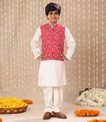 Red jaipuri ikat printed jacket