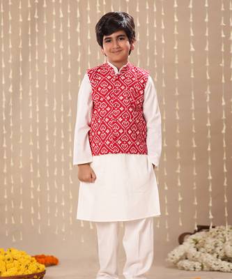 Red jaipuri ikat printed jacket 3