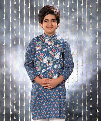 Blue jaipuri floral printed jacket 2