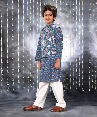Blue jaipuri floral printed jacket 3