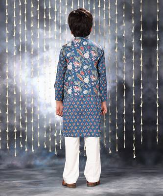 Blue jaipuri floral printed jacket 4