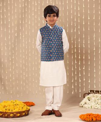 Blue jaipuri buti printed jacket 1