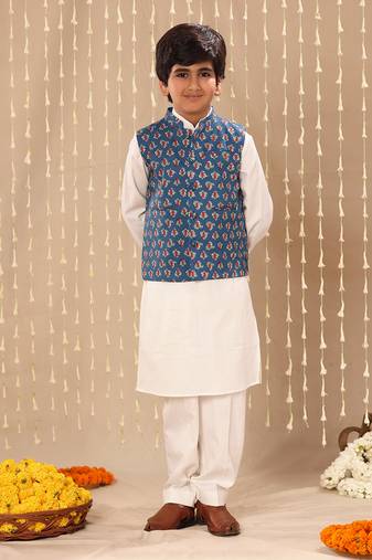 Blue jaipuri buti printed jacket