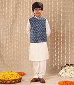 Blue jaipuri buti printed jacket