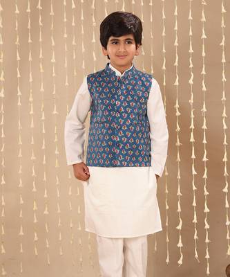 Blue jaipuri buti printed jacket 2