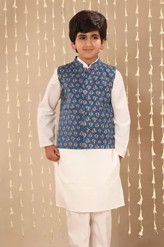 Blue jaipuri buti printed jacket