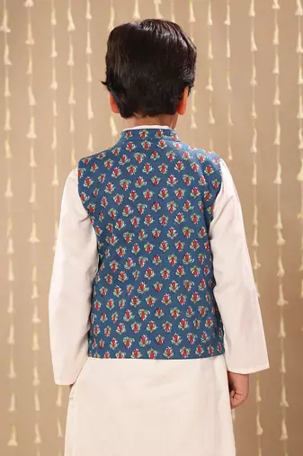 Blue jaipuri buti printed jacket