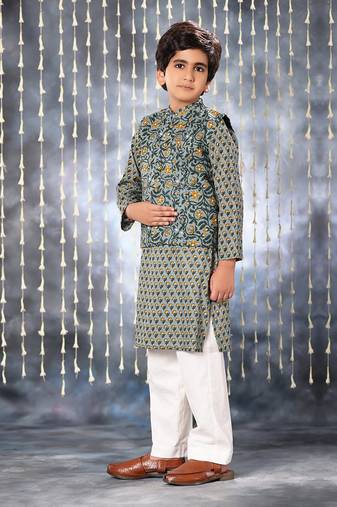 Grey jaipuri floral printed jacket