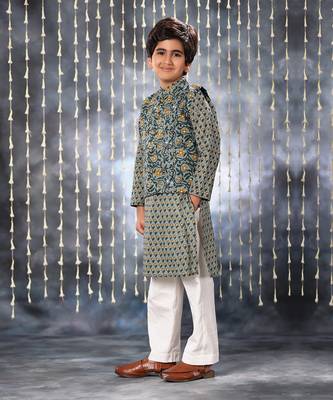 Grey jaipuri floral printed jacket 2