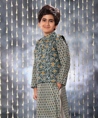 Grey jaipuri floral printed jacket 3