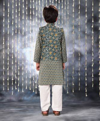 Grey jaipuri floral printed jacket 4