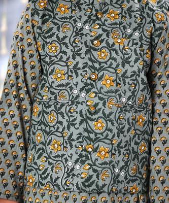 Grey jaipuri floral printed jacket 5