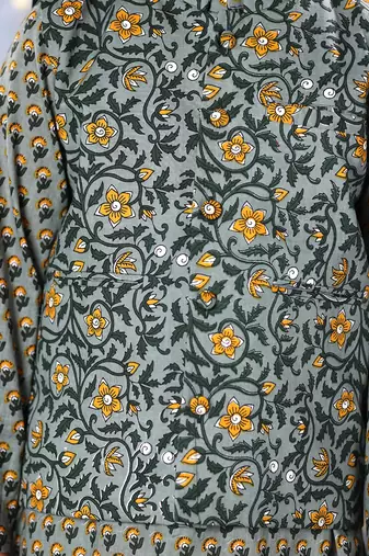 Grey jaipuri floral printed jacket