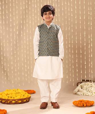 Grey jaipuri butti printed jacket 1