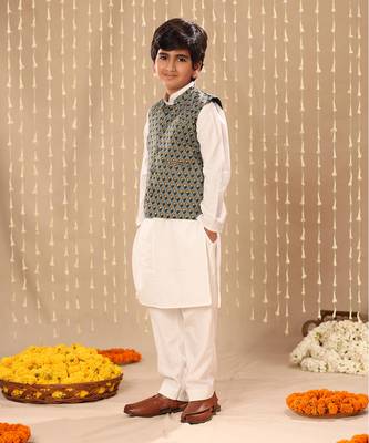 Grey jaipuri butti printed jacket 2