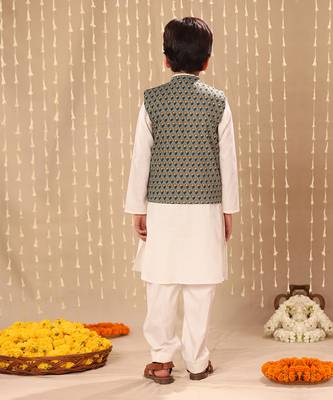Grey jaipuri butti printed jacket 4