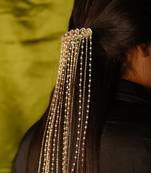 Kundan Pearl String Multicolor Hair Clip