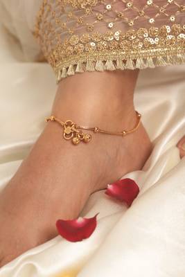 Plain Gold-Plated Anklets With Beads 3
