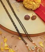 Red Gold Plated-Plated Floral Mangalsutra Jewellery Set For Women With Earrings