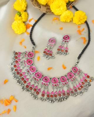 Afghan Choker Oxidised Silver Jewellery Set For Women 1