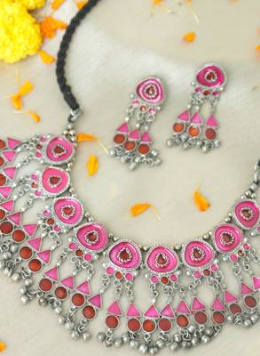 Afghan Choker Oxidised Silver Jewellery Set For Women 2
