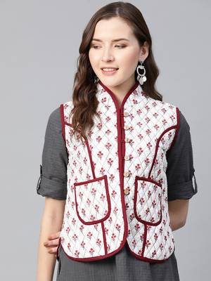 Red Print Cotton Jacket 1