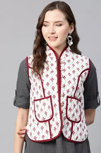 Red Print Cotton Jacket